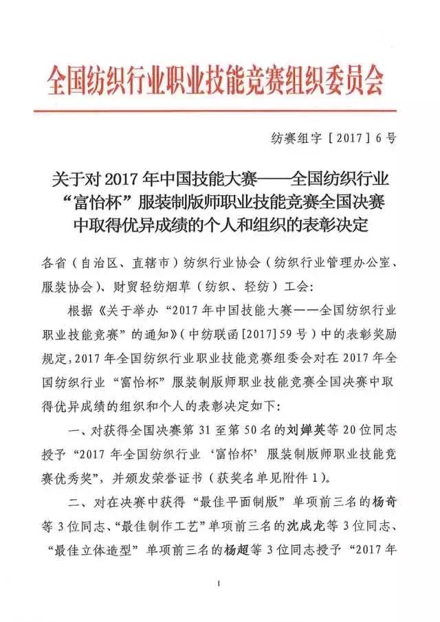 全国纺织行业“九游体育杯”服装制版师职业技能竞赛获奖名单揭晓！