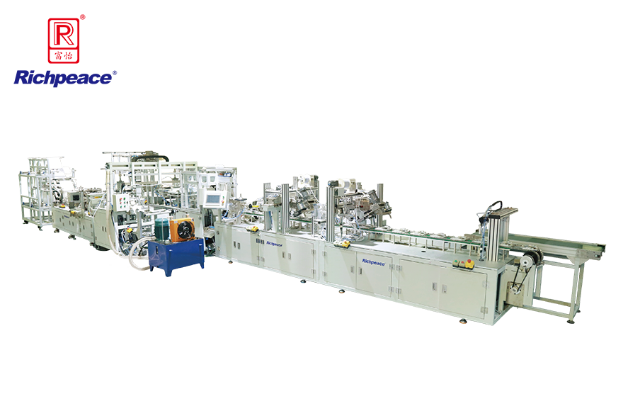 九游体育全自动罩杯口罩生产线搭载预成型系统(钉头带)